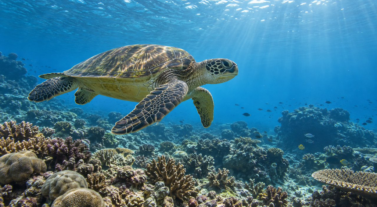 A turtle underwater